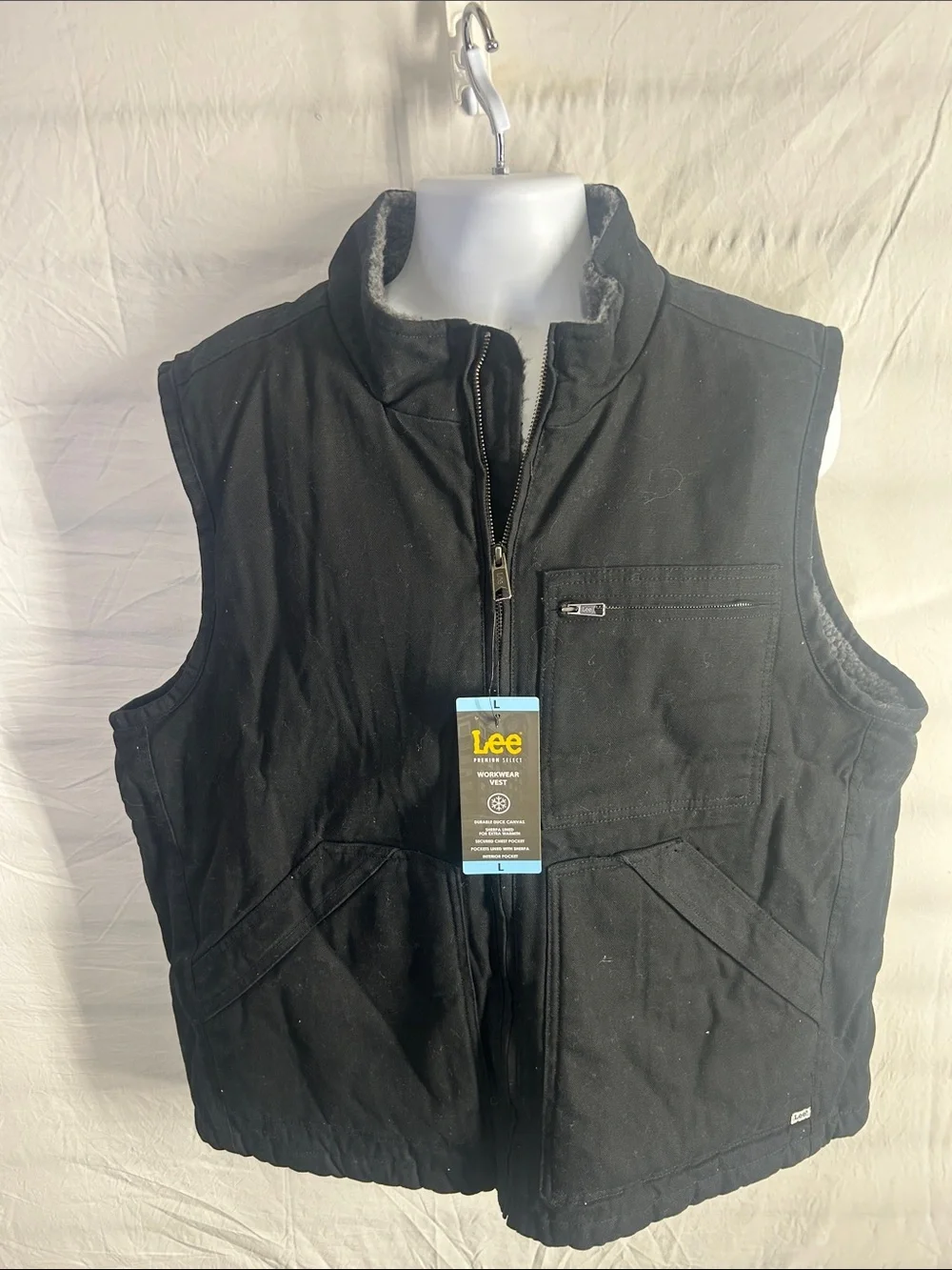 Lee Black Fleece-Lined Work Vest